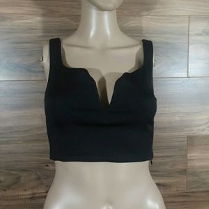 Tiger Mist Black Plunging V Neck Crop Top XS